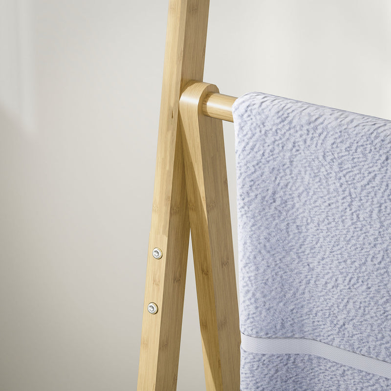 Scaffale Bagno 3 Ripiani Autoportante e Pieghevole con Porta Asciugamani 53,5x30x153 cm in Legno di Bambù  