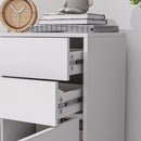 Credenza Moderna con 2 Armadietti e 2 Cassetti con Apertura a Pressione 79x36x74 cm  Bianco Lucido