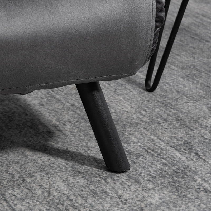 Divano Letto Schienale Regolabile 102x73x81 cm in Velluto Grigio Scuro 