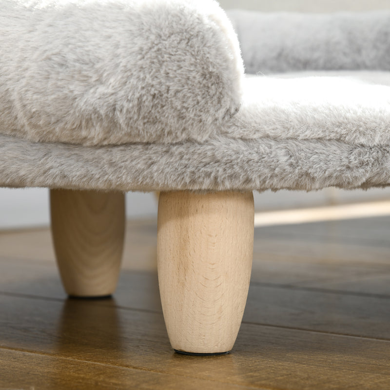 Cuccia Divanetto per Cani e Gatti 47x40x20 cm Sfoderabile in Peluche Grigio   