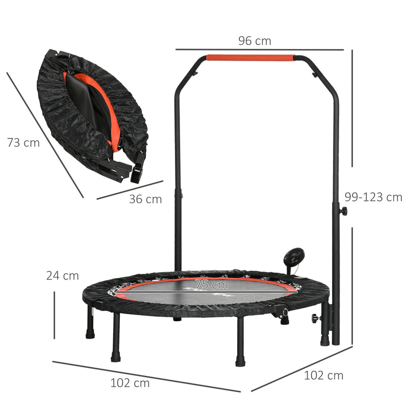 Mini Trampolino Fitness Ø102 cm Regolabile in Altezza Pieghevole con Manubrio Nero   