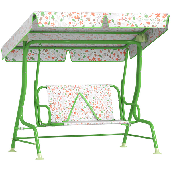 Dondolo per Bambini da Giardino a 2 Posti 112x75x120 cm a 2 Posti con Cinture di Sicurezza Verde prezzo