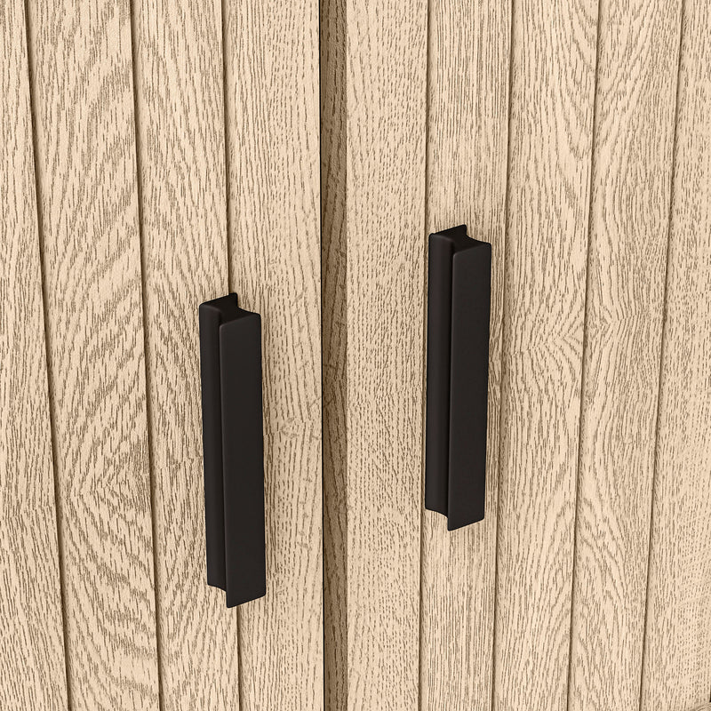 Set 2 Comodini Stile Nordico 48x40x48 cm in Legno Canettato Rovere e Nero  