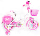 Bicicletta per Bambina 14" 2 Freni con Cestino e Borse Laterali Bianca e Rosa