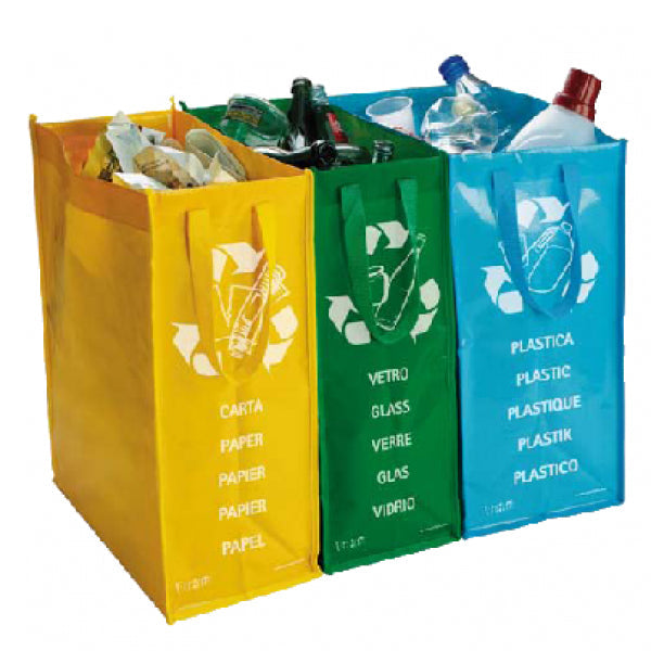 Set 3 Borse Colorate per la Differenziata Autoportanti per Armadio