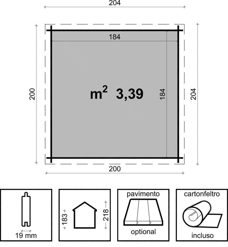 Casetta Box da Giardino Porta Utensili 200x200 cm in Legno Birba