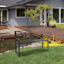 Panchina da Giardino in Acciaio a 2 Posti con Schienale Alto e Braccioli 128x62.5x81.5 cm Nero