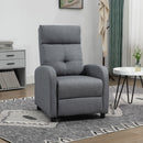 Poltrona Relax Reclinabile 155° 67x87x98 cm con Poggiapiedi in Tessuto Effetto Lino Grigio  