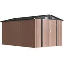 Capanno da Giardino 238x364x194 cm con 4 Prese d'Aria e Porte Doppie con Serratura in Metallo Marrone      