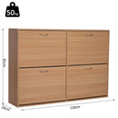 Scarpiera Salvaspazio Capacità 24 Paia Legno naturale 120x24x81 cm 