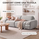 Divano 3 Posti Arrotondato Senza Struttura 244x95x70 cm con Seduta Ampia in Ciniglia Grigio Chiaro      