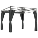 Pergola Gazebo 3x3 m con Tetto Scorrevole UV30+ e 4 Pareti Laterali Grigio Scuro      