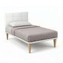 Letto 1 Piazza e Mezza con Rete Rivestita Similpelle Bianco Tessis Testata Square Varie Misure