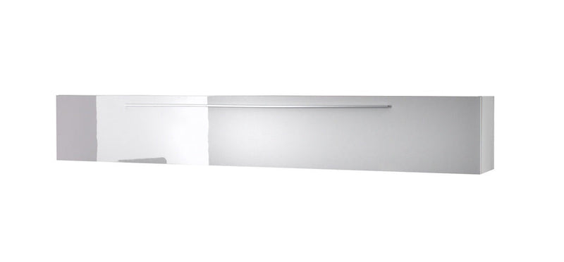 Parete Attrezzata Mobili Salotto Mobile TV e Doppia Mensola 210x36x200cm TFT  Primo Bianco Lucido