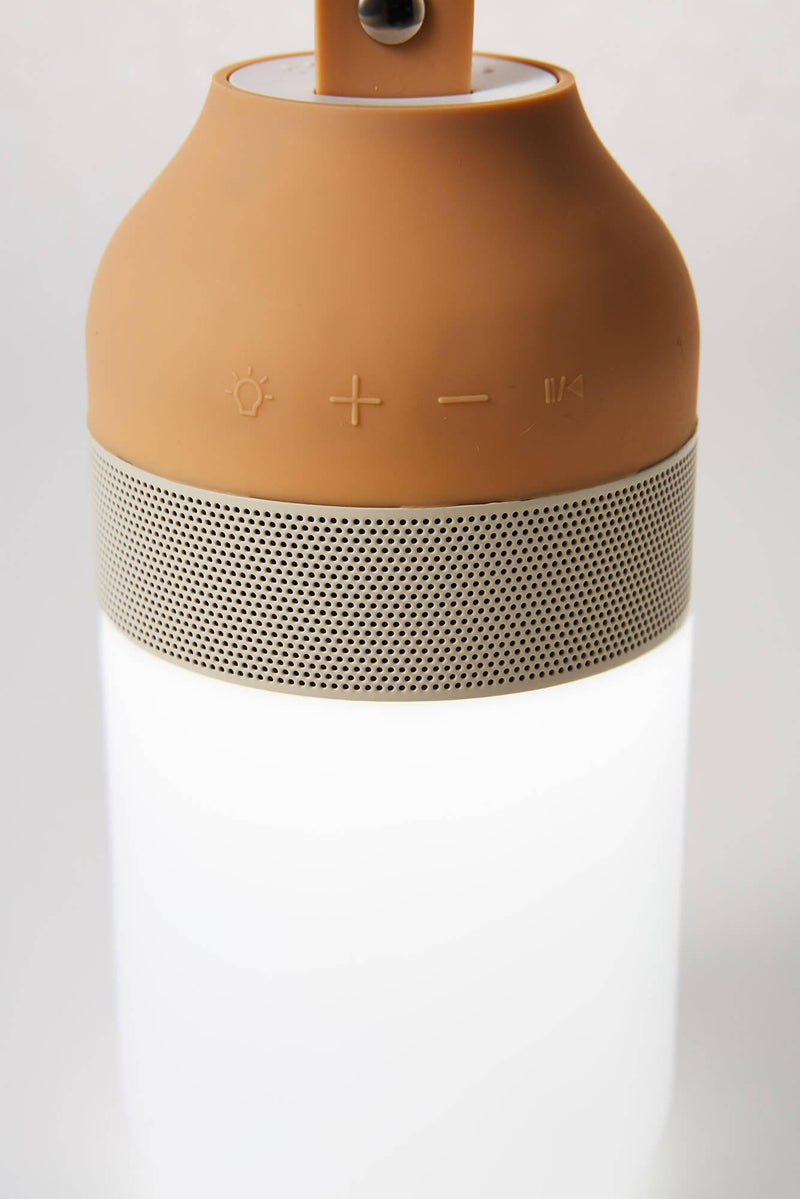 Altoparlante Bluetooth con Lampada LED 7,6x7,6x1,5 cm in Plastica Bianco Panna