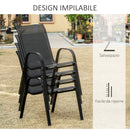 Set 4 Sedie da Giardino 70x54x90 cm in Metallo e Tessuto Nero