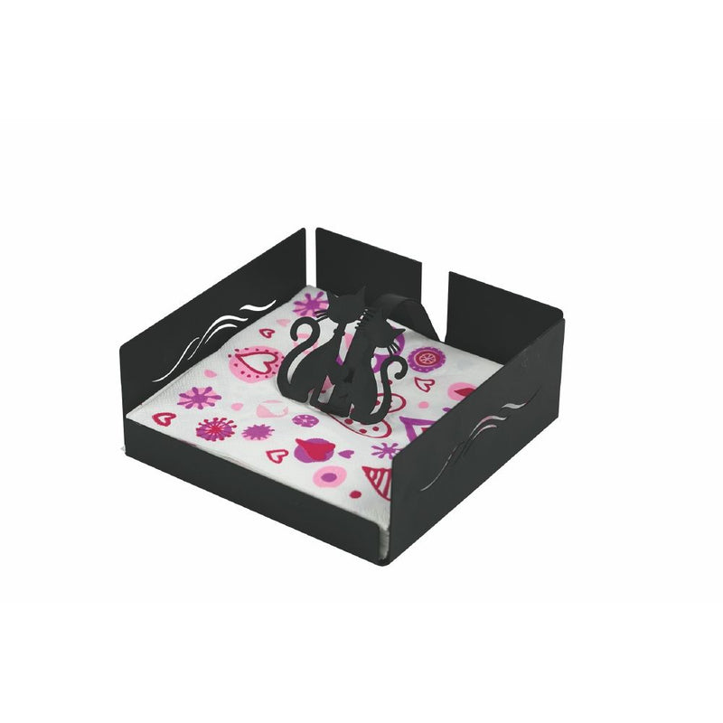 Porta Salviette 17x17x6,5 cm  in Acciaio VdE Tivoli 1996 Black Cat