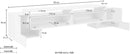 Mobile Tv 3 Ante e Ripiano a Giorno 210x45x45 cm Pillon Low 2A 1R Bianco Lucido/Report Grigio  