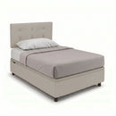 Letto 1 Piazza e Mezza Contenitore Imbottito Similpelle Tortora Boxmax Testata Button Varie Misure