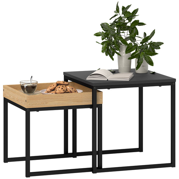 Set 2 Tavolini con Gambe a U Impilabili in Legno e Acciaio online