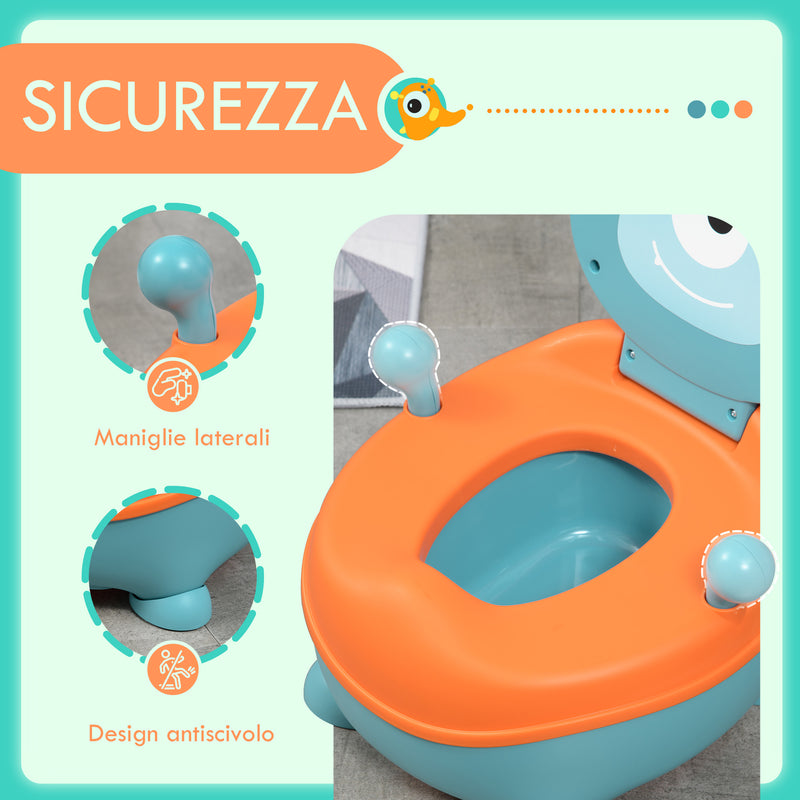 Vasino Ergonomico per Bambini 6+ Mesi con Schienale e Vaschetta Rimovibile Blu Arancione      