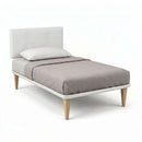 Letto 1 Piazza e Mezza con Rete Rivestita Similpelle Bianco Tessis Testata Flat Varie Misure