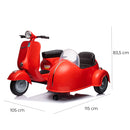 Moto Elettrica per Bambini Licenza Piaggio Vespa Sidecar 12V Rosso  