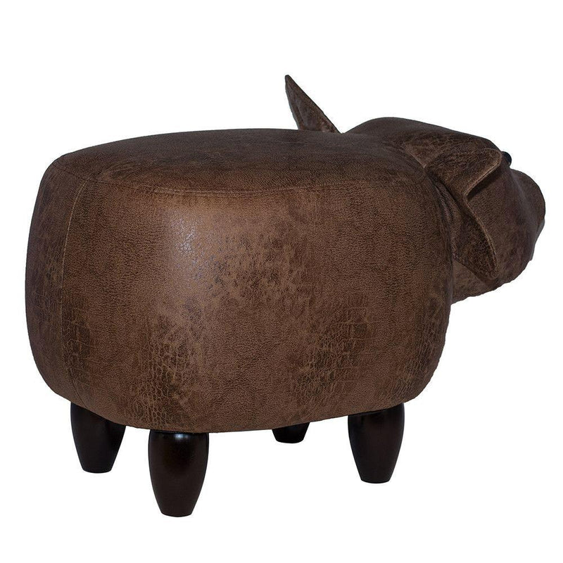 Sgabello Pouf Poggiapiedi per Bambini 66x34x36 cm Maialino Marrone Divina Home