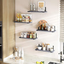 Set 5 Mensole da Parete 40x12x1,5 cm Scaffali da Muro con Staffe in Metallo Grigio      