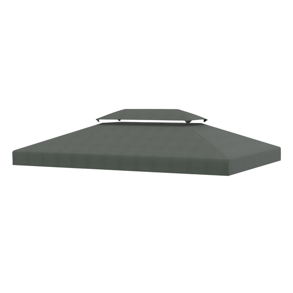 Copertura per Gazebo a 2 Livelli con Cinghie e 10 Fori di Drenaggio 4x3m in Poliestere Grigio Scuro prezzo