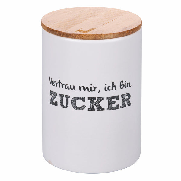 Zuckerdose mit Schriftzug Ø10x15 cm in Dolomite mit Bambusdeckel Villa d'Este Home Tivoli online