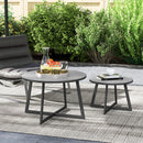Set 2 Tavolini per Esterni Ø70x45 cm e Ø50x35 cm con Piano in Vetro Grigio   