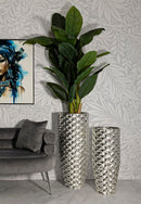 Porta Vasi Coppia Silvy Ø37x92 cm - Ø32x75 cm in Ferro Argento      
