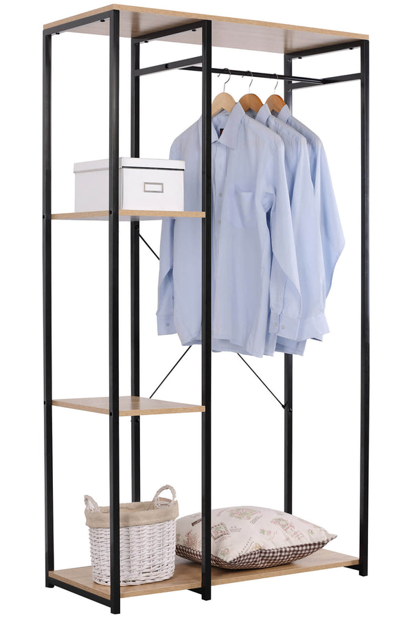 Kleiderständer 3 Regale 90x40,4x167 cm aus Metall und Spanplatte Motti sconto