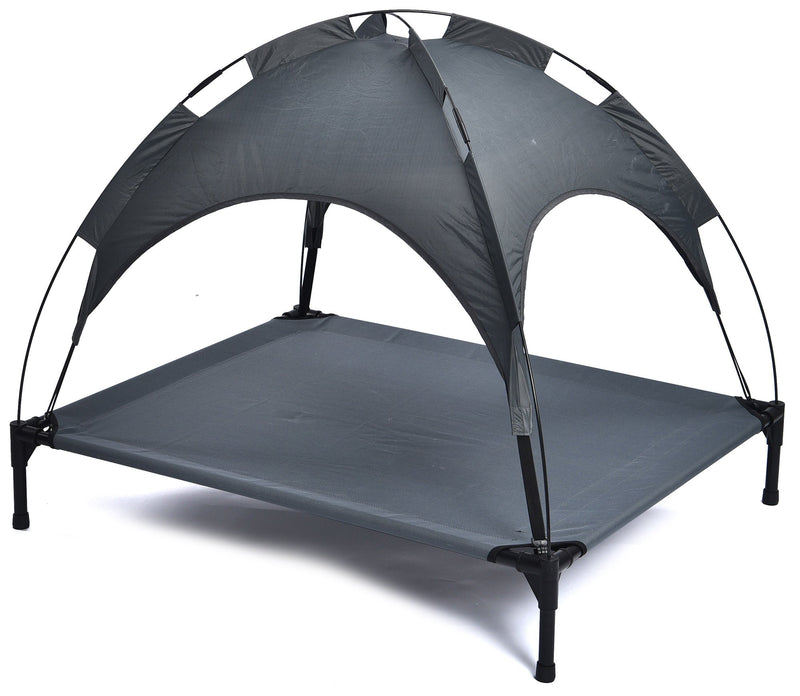 Brandina per Cani 105x85x85 cm con Tettuccio in Metallo e Tessuto Grigio