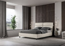 Letto Matrimoniale con Alzata Comoda Imbottito in Similpelle Nandy Bianco Varie Misure