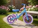 Balance Bike Bicicletta Senza Pedali per Bambini 12" Licenza Disney Frozen Azzurro e Lilla