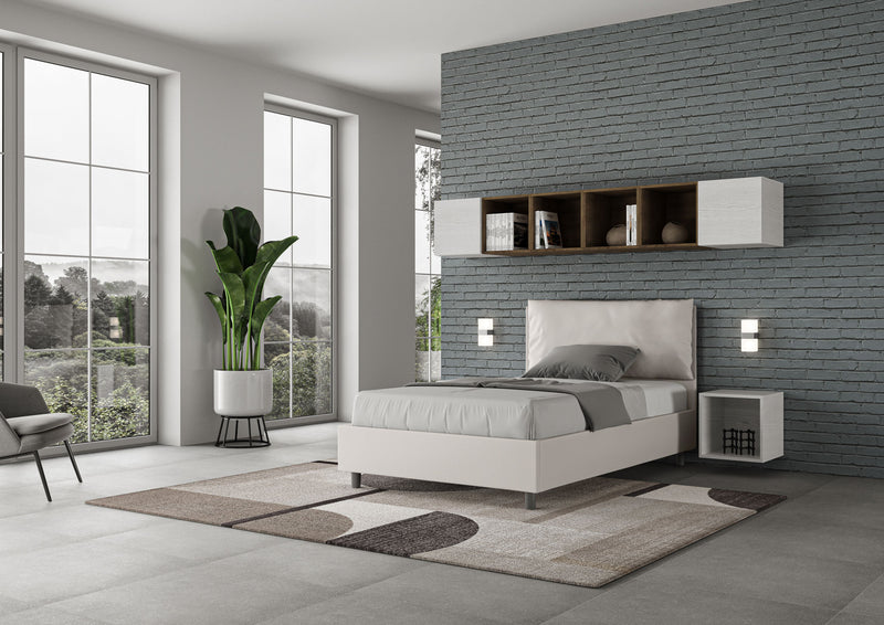 Letto 1 Piazza E Mezzo Imbottito in Similpelle Antea Large Bianco Varie Misure