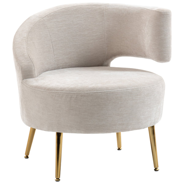 sconto Sedia Moderna con Schienale ad Arco 69x65x67 cm Rivestita in Chenille Bianco Crema