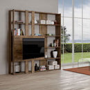 Libreria Moderna 5 Ripiani con Pannello per TV 178x36x204 cm in nobilitato Marrone