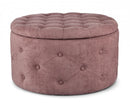 Pouf Contenitore Porta Scarpe Ø 70x40 cm Ernestine in Tessuto Rosa Antico