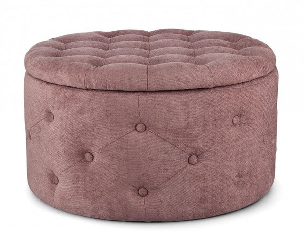 acquista Pouf Contenitore Porta Scarpe Ø 70x40 cm Ernestine in Tessuto Rosa Antico