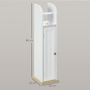 Mobile Bagno Stretto Salvaspazio 20x20x80 cm con Porta Carta Igienica Ripiani Regolabili in MDF Bianco      