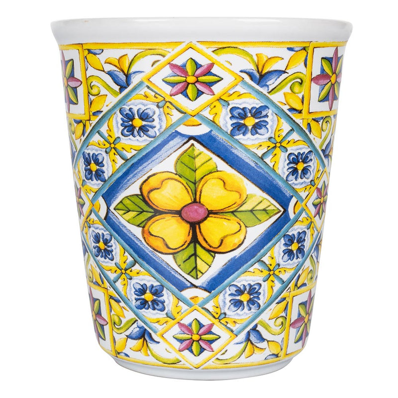 Set 6 Bicchieri Acqua Costiera in Ceramica VdE Tivoli 1996 Bianchi con Decori