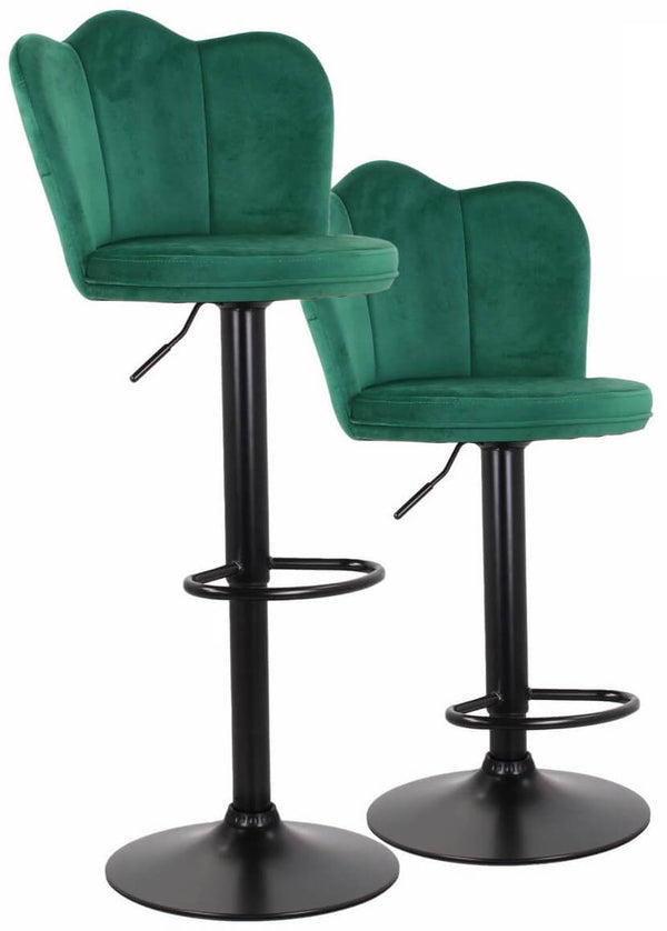 online Set 2 Hocker 38 x 38 x 60/80 cm mit samtschwarzer blaugrüner Basis