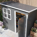 Casetta Box da Giardino 220x130 cm Porta con Blocco Finestra e Prese d'Aria in Acciaio Grigio  
