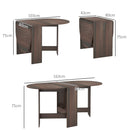 Tavolo Pieghevole Salvaspazio con 2 Ribalte Ovale 163x80x75 cm in Legno Marrone