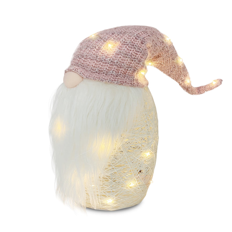 Gnomo di Natale H104 cm con Luci e Cappello Rosa