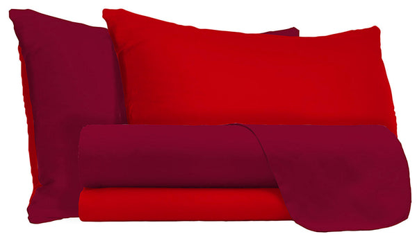 online Set Bettwäsche und Kissenbezüge Doubleface Rot/Bordeaux