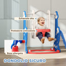 Scivolo per Bambini 4 in 1 con Altalena Scaletta da Arrampicata e Canestro 147,5x160x107 cm in PP e PE Blu scuro      